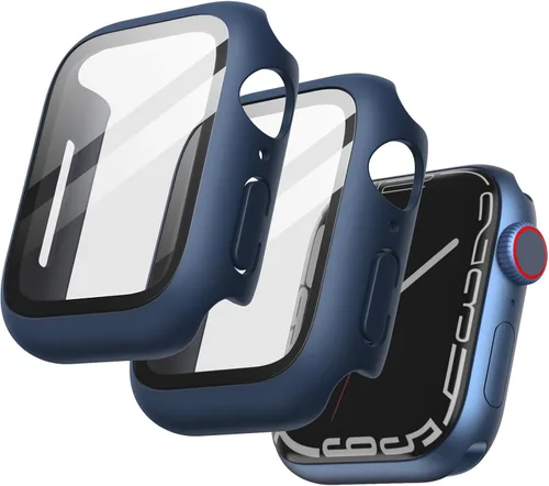 Vista 7 de JETech Funda para Apple Watch SE 3/2/1, Series 6/5/4 de 1.575 in, color negro con protector de pantalla, vidrio templado incorporado, alta