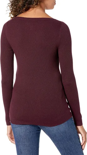 Vista 2 de Tienda Essentials - Suéter ligero y acanalado de manga larga con cuello bote para mujer