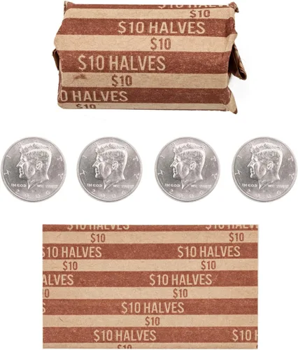 Vista 2 de Envoltorios de monedas de medio dólar, 100 envoltorios de monedas a rayas planas