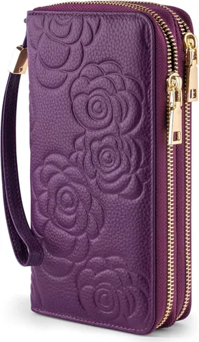 Vista 12 de XINNSTAR Cartera para mujer con bloqueo RFID de gran capacidad, cartera larga para mujer con bolsillo de muñeca, con ventana para tarjeta