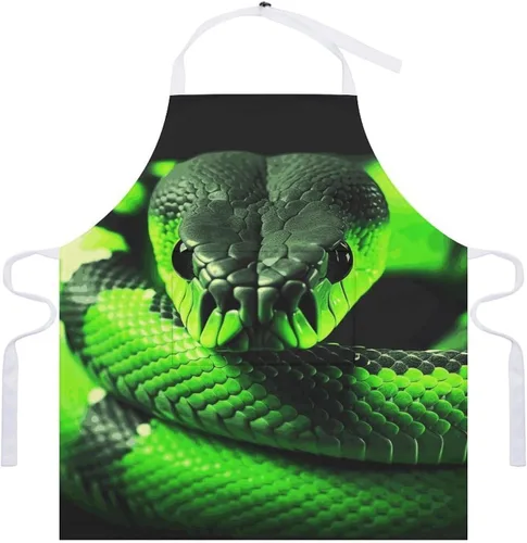 Vista 7 de MUSM Apron for Adults - 27.6 X 31.5 Inch, Heavy-Duty Polyester Aprons with Two Large Pockets, Waterproof 3D Snake Kitchen Apron for Cooking