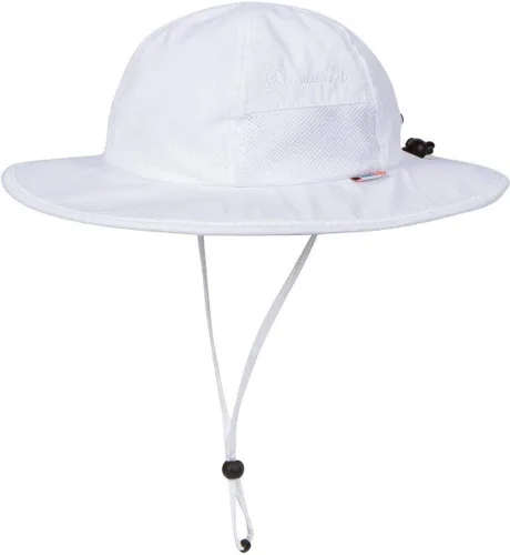 Vista 23 de SwimZip, sombrero unisex para niños, ala ancha, protección solar FPS 50, ajustable. Aguamarina