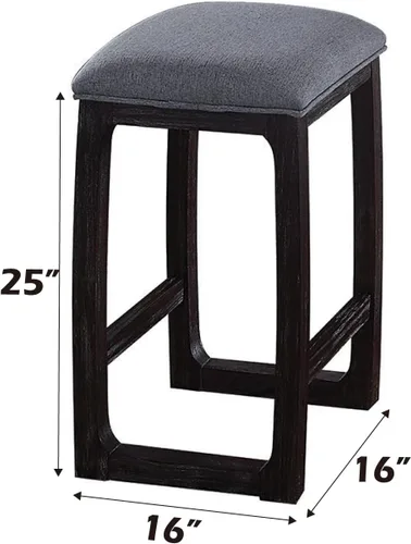 Vista 2 de Acme Taburete Razo con altura de mostrador en tela y espresso desgastado