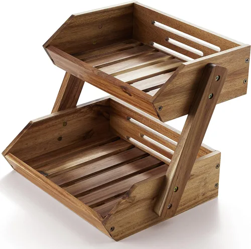 Vista 7 de Cesta de frutas de 3 niveles para cocina - Resistente, multifuncional, soporte de frutas y verduras de gran capacidad con organizador de refrigerios