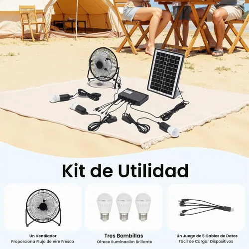 Vista 3 de Kit de ventilador solar y lámpara, DC de 12 voltios para exteriores, kit de panel solar multiusos para exteriores, ventilador portátil con 3