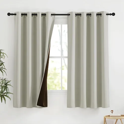 Vista 115 de NICETOWN Cortinas 100% Opacas Cortas de 36 Pulgadas de Largo para Dormitorio, Privacidad Aislamiento Térmico con Ojales Cortinas de Ventana