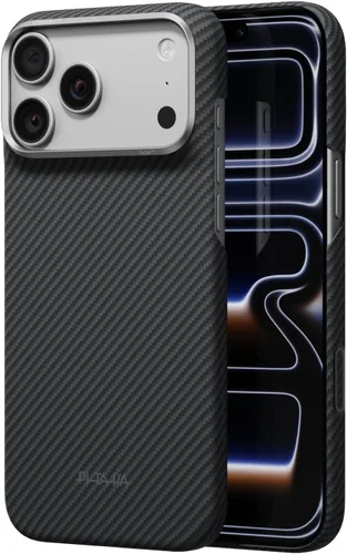 Vista 28 de pitaka Funda para iPhone Pro de 6.3" con sensación sin funda, azul abismo Abyss Blue (Argyle)
