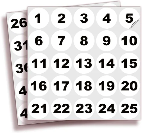 Vista 10 de iSYFIX Calcomanías negras de números consecutivos – 1 a 50, 1 pulgada, 1 juego – Vinilo autoadhesivo de alta calidad ideal para inventario
