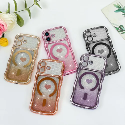 Vista 7 de AIGOMARA Funda magnética rizada para iPhone 17 para mujer, diseño de Negro