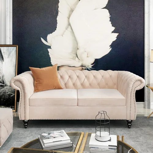 Vista 33 de AVZEAR Silla de Acento para Sala de Estar, Silla de Sofá Tapizada Silla de Sofá Individual con Respaldo Acolchado, Silla de Sofá Chesterfield