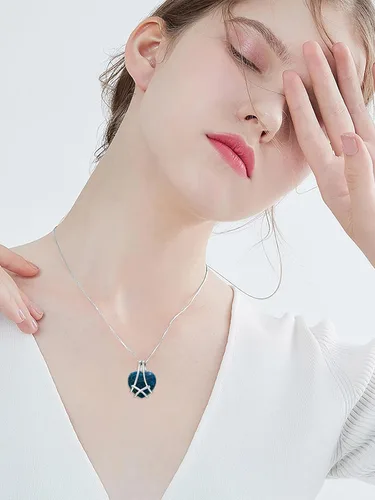Vista 2 de Jade Heart Necklace for Women Sterling Silver Natural Jade Jewelry Birthday Anniversary Valentines Day Gifts for Her Girls Mom Wife