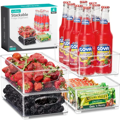 Vista 8 de Sorbus Contenedores organizadores apilables para refrigerador, contenedores de almacenamiento transparentes para despensa de cocina, congelador