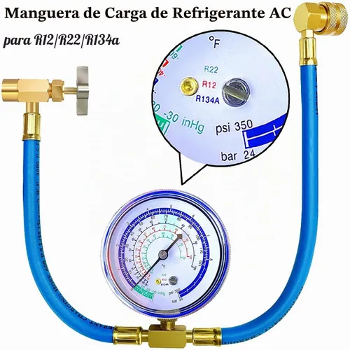 Vista 5 de Manguera de recarga de freón para refrigerador con kit de medidor-A/C R134a R12 R22, válvula de retrofit universal, con válvula BPV31 Bullet
