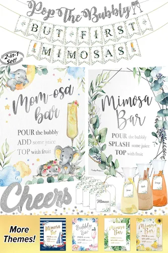 Vista 7 de Kit de barra de elefante Momosa, decoración de baby shower de elefante para niños y niñas o fiesta de revelación de género neutro, decoración