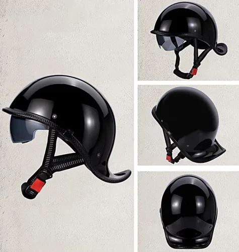 Vista 2 de Casco retro para motocicleta, aprobado por DOT, para adultos, hombres y mujeres, estilo alemán vintage, casco de media cara para scooter