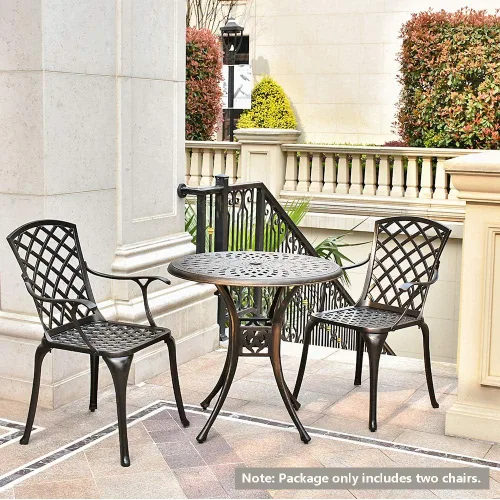 Vista 6 de Aeiniweraabbcc OKIDA - Juego de 2 sillas de comedor con brazo de aluminio fundido, para patio al aire libre, juego de 2 sillas para jardín, patio