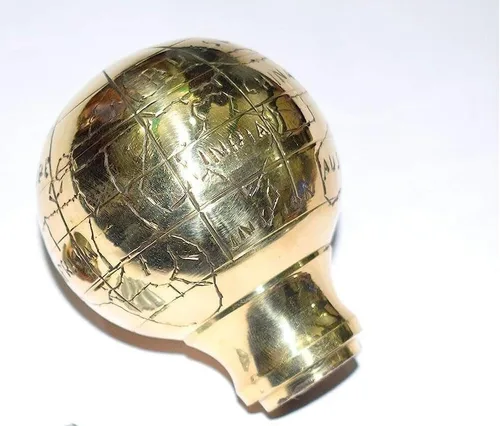 Vista 3 de Bastón de madera victoriana con mango de latón con cabeza de globo, ideal para regalo, unisex, solo mango