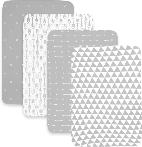 Vista 3 de Pack N Play Sheets - Sábanas de colchón 100% algodón de punto de jersey súper suave, sábanas portátiles para cuna pequeña (24 x 38 x 5)