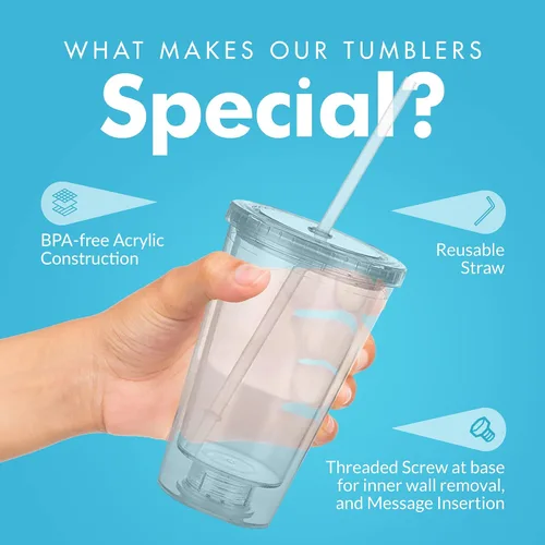 Vista 6 de Vaso portátil de doble capa Eco To Go,16 oz. de capacidad, transparente (All Clear - Removable Insert)