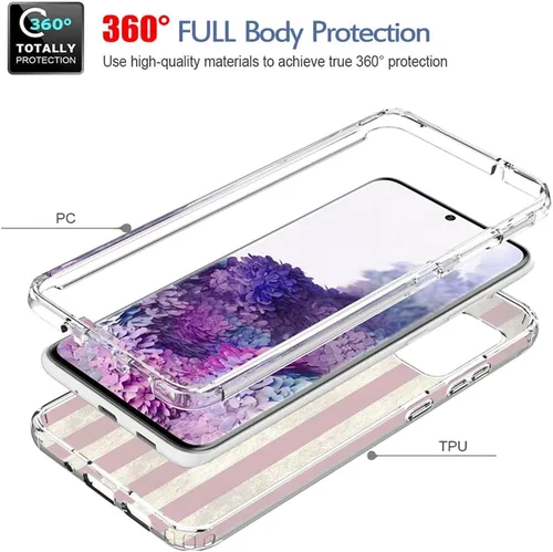 Vista 3 de Funda de teléfono para Galaxy S20 5G, Samsung S20 SM-G981U con protector de pantalla de vidrio templado, bonito patrón de bandera transparente