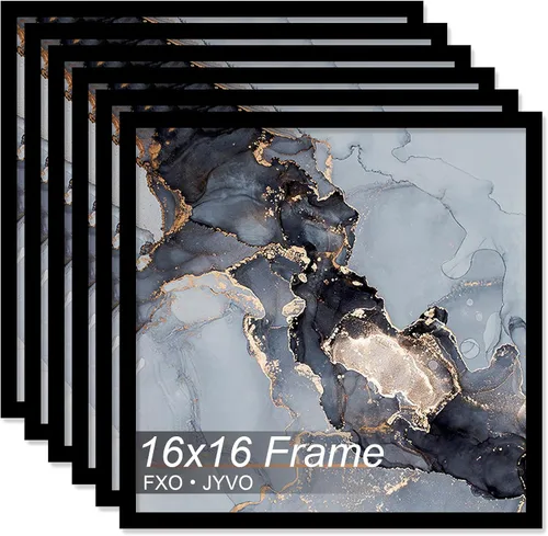 Vista 78 de Fxojyvo Marco de 4 x 4 pulgadas, marco negro para póster cuadrado de 4 x 4, peso ligero y altamente transparente, marco de 4 x 4 para pared, 1