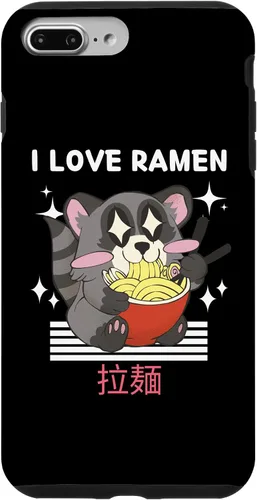 Vista 12 de iPhone 16 I Love Ramen Cute Kawaii Raccoon Eats Ramen Japanese Anime Case