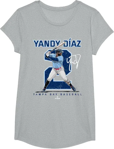 Vista 24 de Camiseta Number and Portrait Yandy Diaz Tampa Bay MLBPA, Negro