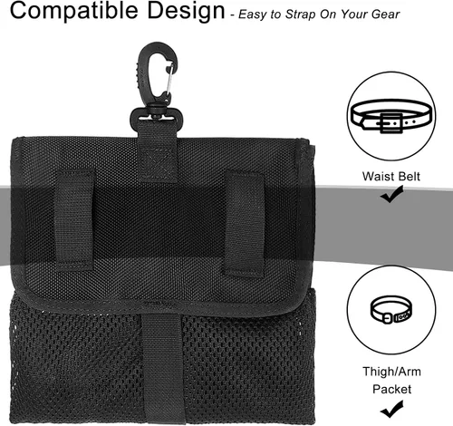 Vista 4 de Luwint Bolsa de malla de buceo Bolsa de malla larga Bolsa de almacenamiento multipropósito con clip de anillo D para deportes acuáticos Buceo Pesca