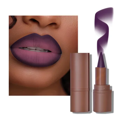 Vista 53 de BAISEN DIARY 2 en 1 doble punta mate delineador de labios y brillo de labios, lápiz combinado de labios marrón nude degradado, delineador de labios