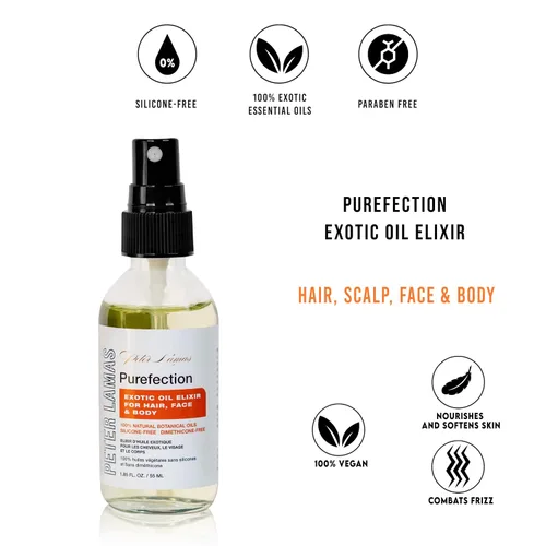 Vista 6 de Peter Lamas Elixir de aceite exótico Purefection, aceite multiusos para cabello, cuero cabelludo, cara y cuerpo Restaura el brillo, aumenta