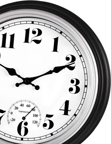 Vista 8 de 45 Min - Reloj de pared para interiores y exteriores, 12 pulgadas, estilo retro, 03 12 plata