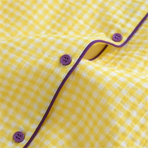Vista 8 de Shanghai Story Camisón de algodón para parejas Ropa de dormir de manga larga Ropa de dormir Casual Check Print PJS