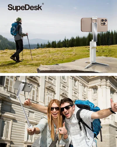 Vista 2 de Trípode para selfie, trípode plegable para teléfono para iPhone/Android, control remoto inalámbrico, portátil, tamaño de bolsillo, para fotografía