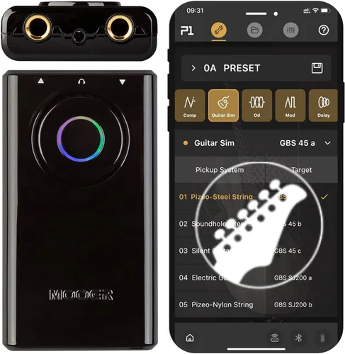 Vista 14 de MOOER Amplificador de auriculares con procesador multiefectos M1, pedales de guitarra bajo con 128 modelos de efectos de guitarra, 21 modelos