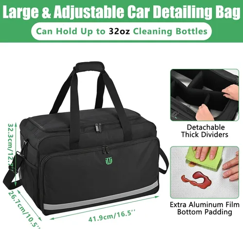 Vista 2 de Bolsa Grande para Detallado de Automóviles, Organizador de Limpieza con Tapa y Asa para Suministros de Detallado Automotriz, Organizador de Maletero