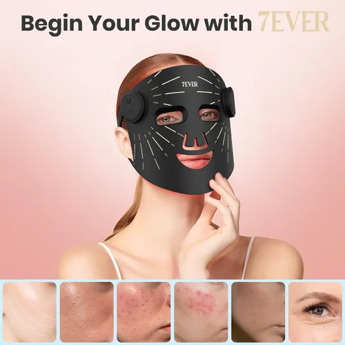 Vista 2 de Terapia de luz roja para cara, máscara facial LED portátil de 4 modos, máscara de luz roja y infrarroja de 850 nm, temporizador de 15 minutos, 256