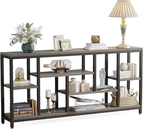 Vista 8 de Tribesigns - Mesa de consola para sofá, mesa de consola extralarga de 70.9 pulgadas detrás del sofá con estantes de almacenamiento, mesa de acento