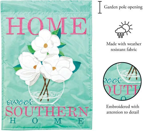 Vista 2 de Magnolia Garden Sweet Southern Home Magnolias - Bandera de jardín de poliéster de 13 x 18 pulgadas