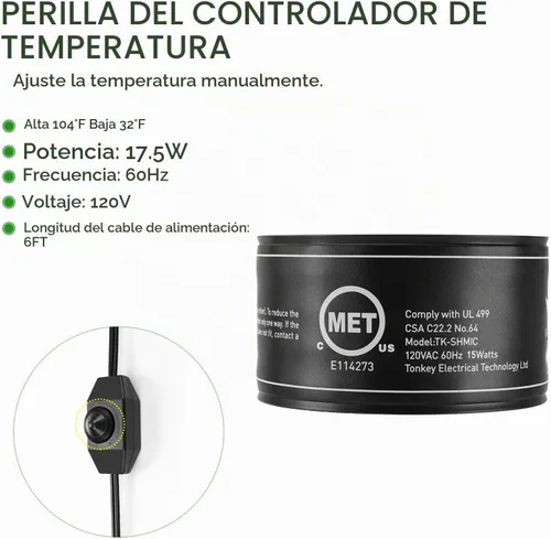 Vista 3 de Tapete térmico de plántulas con certificación MET, temperatura ajustable, impermeable, duradera, estación de germinación, almohadilla térmica