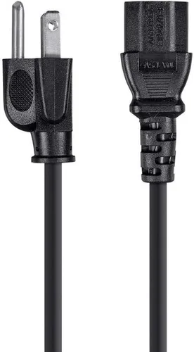 Vista 2 de Monoprice Cable de alimentación NEMA 5-15P a IEC 60320 C13, 18AWG, 10A/1250W, 125V, 3 clavijas, 1 pie, negro, paquete de 6