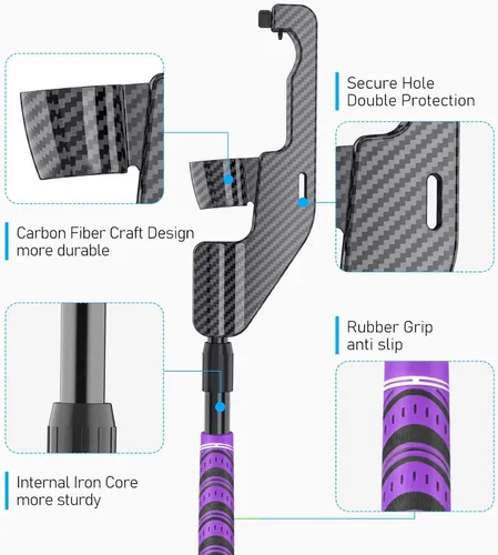 Vista 4 de KPNEOL VR Golf Club for Oculus Quest 2, with Real Golf Grip, VR Golf Club Handle Extension Accessory Enhance Immersive VR Game Experience, Purple