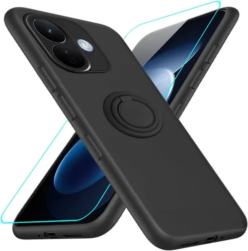 Vista 22 de Funda compatible con Blackview Wave 9C con protector de pantalla, soporte de anillo giratorio de 360°, soporte de silicona TPU a prueba de golpes