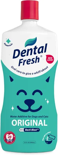 Vista 10 de Dental Fresh Aditivo de agua para perros y gatos, dientes limpios y aliento fresco, cuidado bucal diario de mascotas, solo añádelo al agua, sin