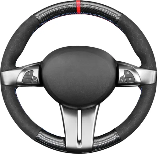 Vista 4 de MEWANT Funda para volante con bordado personalizado para BMW Z4 E85 Roadster E86 Coupe 2003-2008 con costura a mano Custom Fit for BMW Z4 E85