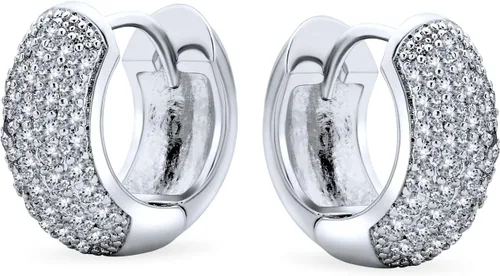 Vista 2 de Aretes de aro para mujer, diseño de cúpula nupcial, circonita cúbica, circonita cúbica, para boda, graduación, fiesta, formal, chapado en oro