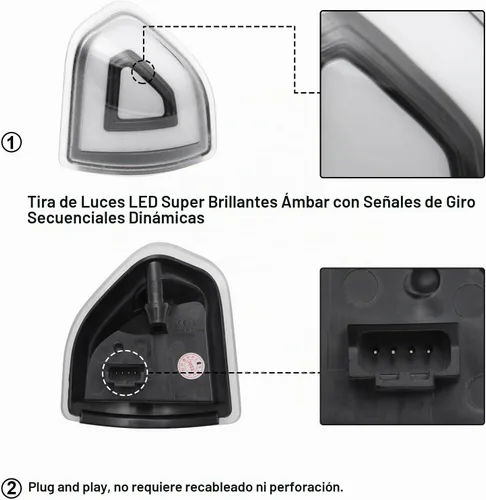 Vista 8 de Luces de señal de giro para espejo lateral LED compatibles con Ram 1500 2021-2023/para Ram 1500 Classic 2022 2023/para Ram 2500 3500 19-22 Señal
