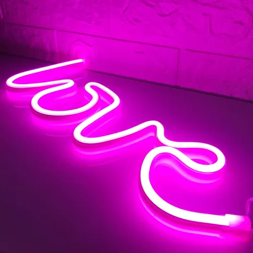 Vista 4 de Letrero de neón de amor para dormitorio, USB o batería, luz de neón para pared, luz de neón LED como letreros de pared de neón para niñas, letrero