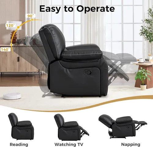 Vista 5 de EBELLO Silla reclinable manual de piel sintética, con respaldo cómodo y respaldo reclinable, muebles de primera calidad para sala de estar, muebles