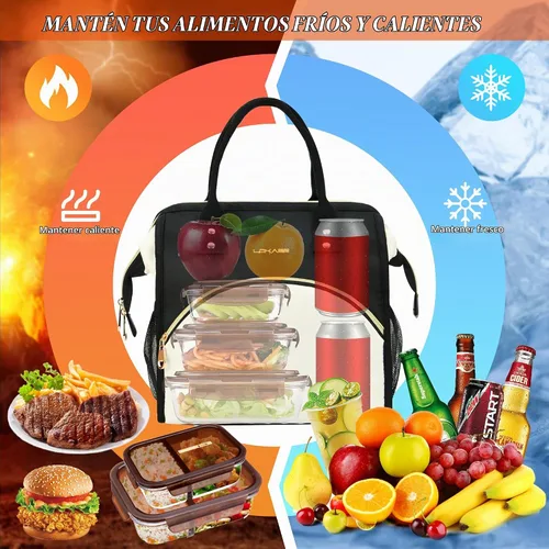 Vista 3 de Bolsa de almuerzo personalizada para mujer, elegante, reutilizable, aislada, con iniciales, para amiga, grande, de apertura ancha, resistente al