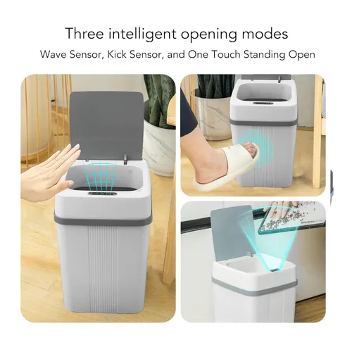 Vista 4 de Bote de basura con sensor inteligente, sensor de movimiento automático con carga USB, para dormitorio, baño, cocina, oficina